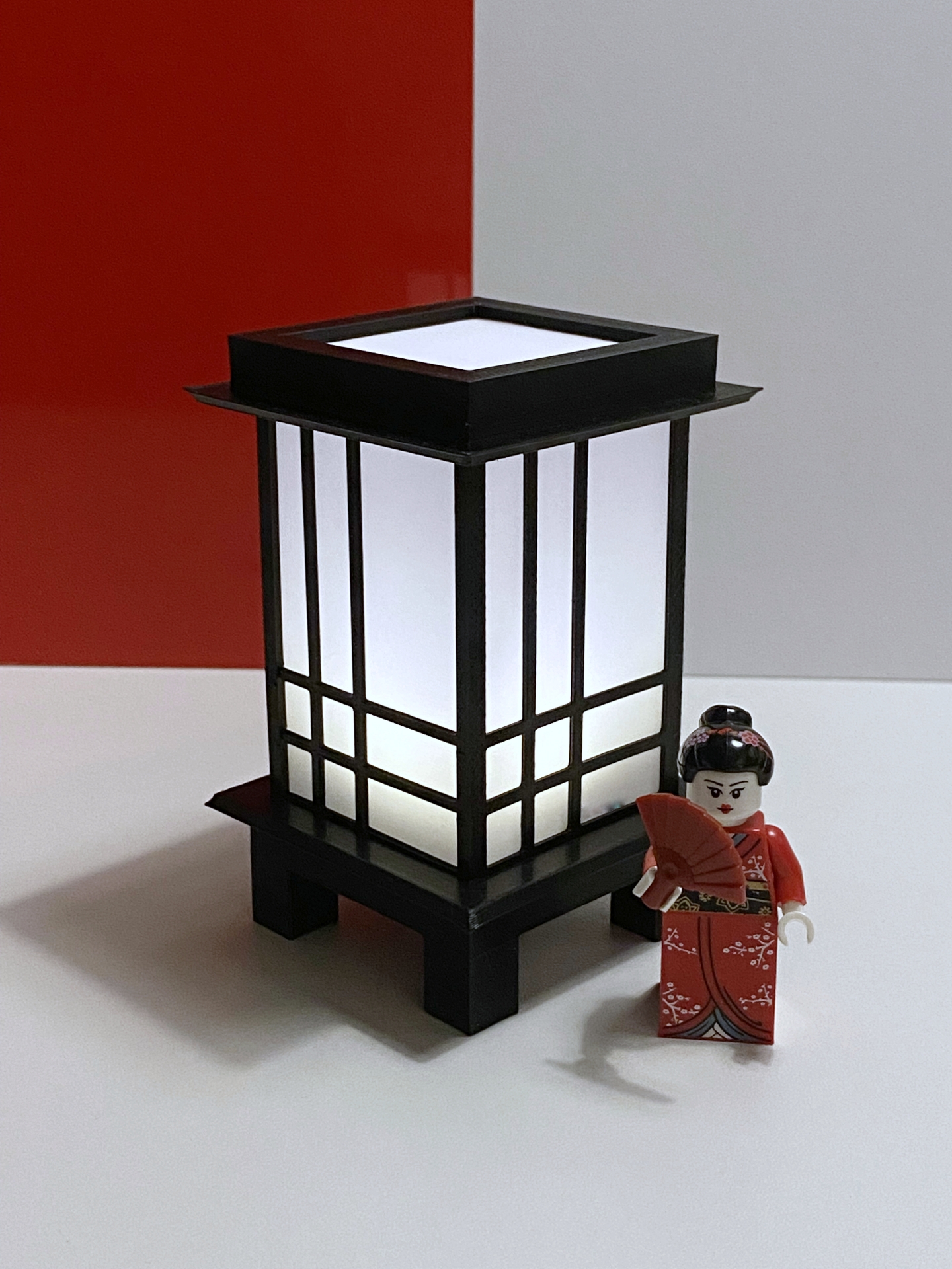 Japanese lamp with figurine inside
